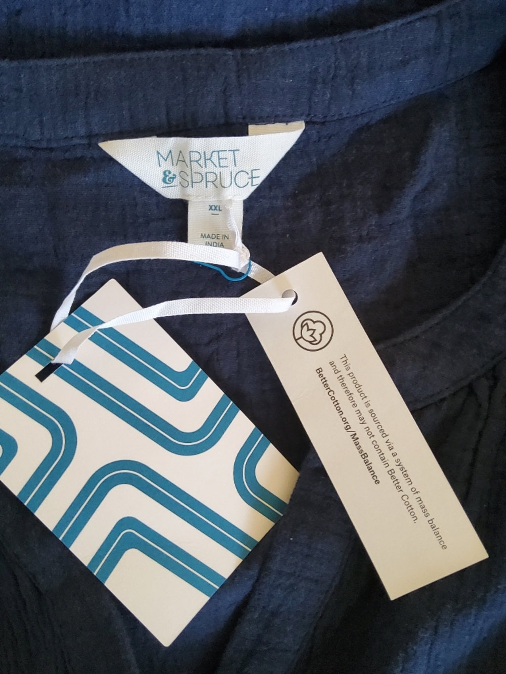 NWT Market & Spruce Navy Blue Cotton Gauze Top XXL - Picture 6 of 8